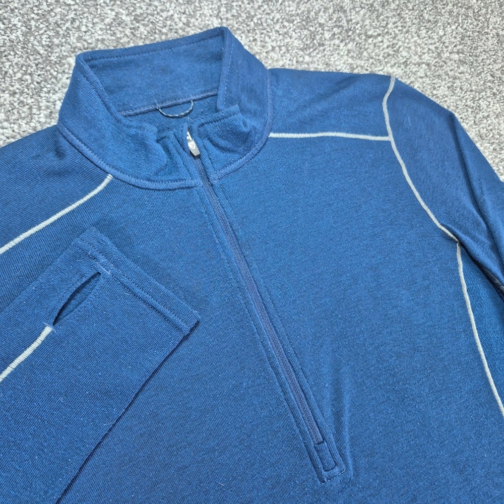 Kuhl Akkomplice 1/4 Zip Pullover Mens Large Blue Thumbholes Lightweight 3201